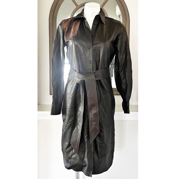 Lauren Ralph Lauren BLACK LABEL Goat Suede Dress in Brown, NWT, Size 2 - Picture 1 of 10